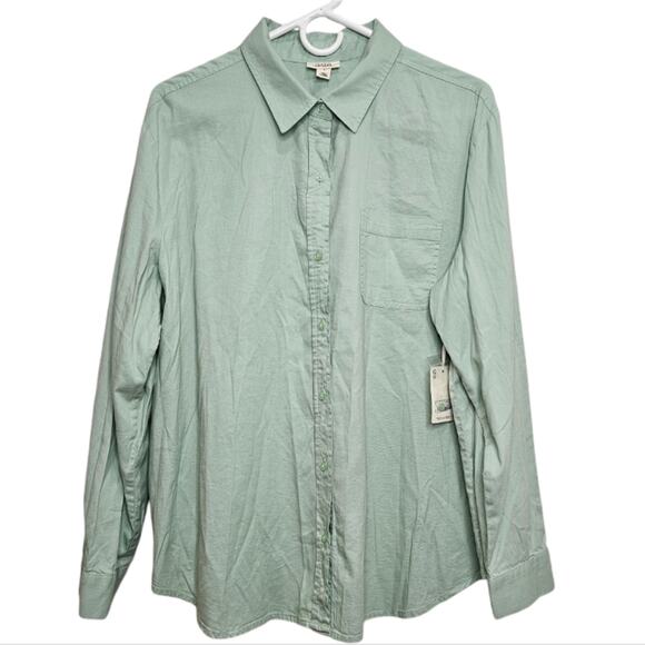 a.n.a Long Sleeve Button Down One Pocket Shirt Mint Green Large - Picture 1 of 6